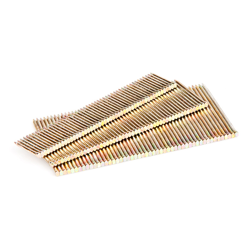 Angled collated steel nail strips