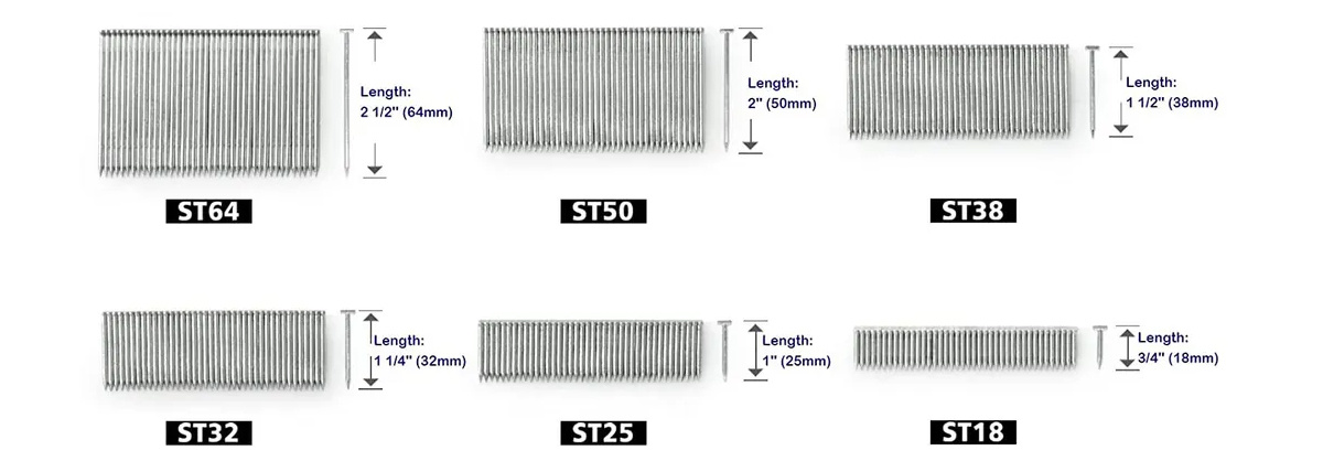 Collated steel nail head and shank reference images